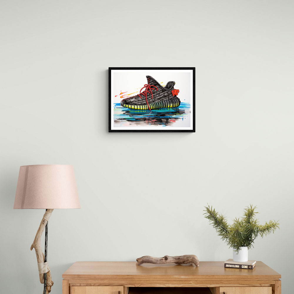 Yeezy Boost 350 Sneakers Graffiti Style Wall Art